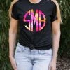 Hustle & Heart NC Pink/Orange Swirl Monogram Graphic Tee
