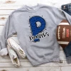 Hustle & Heart NC Pioneers Blue Glitter Varsity Doodle