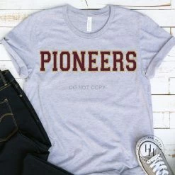 Hustle And Heart NC Faux Chenille And Glitter Letter Patch Tees Pioneers Faux Chenille Letters Graphic Tee