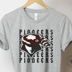 Hustle & Heart NC Customizable Name Tees Pioneers Repeating Mascot Graphic Tee
