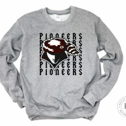 Hustle & Heart NC Customizable Name Tees Pioneers Repeating Mascot Graphic Tee