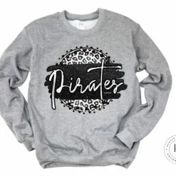 Hustle & Heart NC Faux Glitter Leopard Circle Designs Pirates Black And White