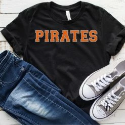Hustle And Heart NC Pirates Orange Faux Chenille Letters Graphic Tee
