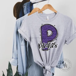Hustle & Heart NC Pirates Purple Glitter Varsity Doodle School Doodle Designs