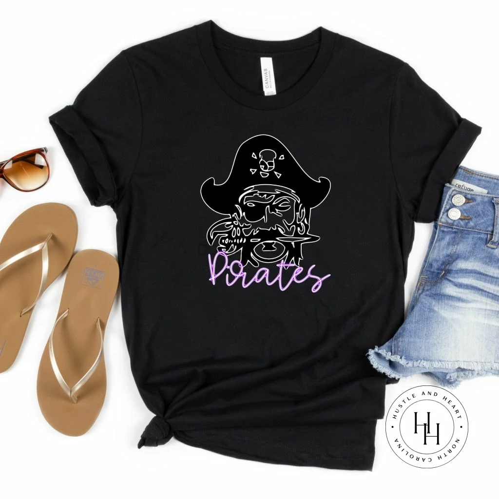 Hustle & Heart NC Neon Mascots Pirates Purple Neon Mascot