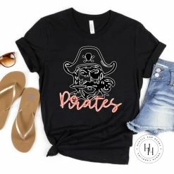 Hustle & Heart NC Pirates Red Neon Mascot