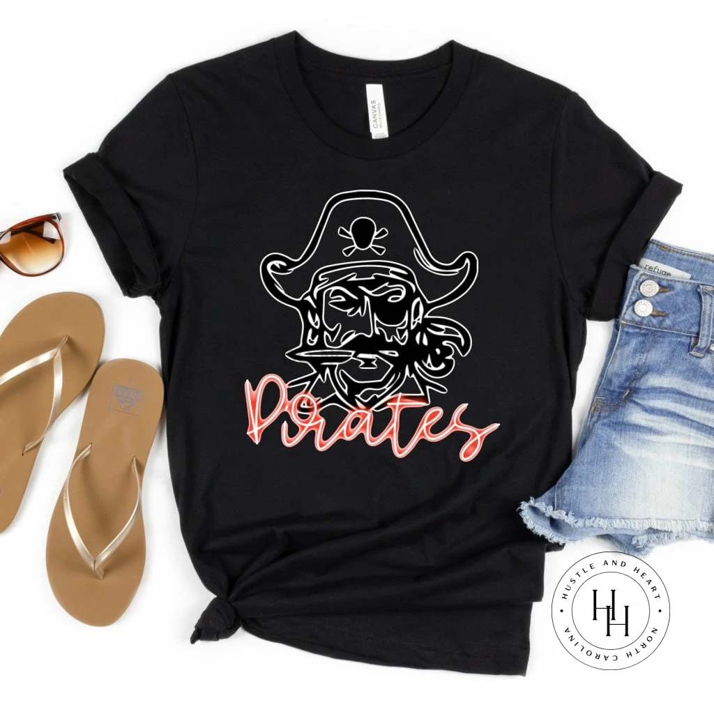 Hustle & Heart NC Pirates Red Neon Mascot