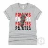 Hustle And Heart NC Lightning Bolt Designs Pirates Red, White. Black Lightning Bolt Graphic Tee