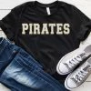 Hustle And Heart NC Pirates White Faux Chenille Letters Graphic Tee Faux Chenille And Glitter Letter Patch Tees