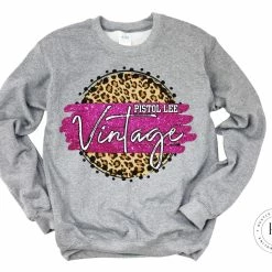 Hustle & Heart NC Pistol Lee Vintage Pink/White With Black Outline Tan Leopard Faux Glitter Leopard Circle Designs