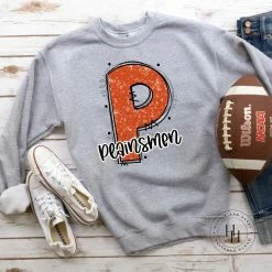 Hustle & Heart NC Plainsmen Orange/Navy Glitter Varsity Doodle School Doodle Designs