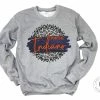 Hustle & Heart NC Pontiac Indians Navy And Burnt Orange Faux Glitter Leopard Circle Designs
