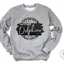 Hustle & Heart NC Port O'Connor Dolphins Black And White Faux Glitter Leopard Circle Designs