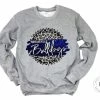 Hustle & Heart NC Faux Glitter Leopard Circle Designs Portageville Bulldogs Royal Blue And White