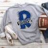 Hustle & Heart NC School Doodle Designs Raiders Blue Glitter Varsity Doodle