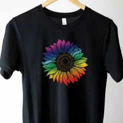 Hustle And Heart NC LGBTQIA+ Pride/Equality Rainbow Sunflower Pride Graphic Tee