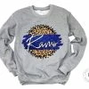 Hustle & Heart NC Rams Royal Blue/White With Black Outline Tan Leopard