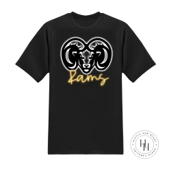 Hustle & Heart NC Neon Mascots Rams Yellow Neon Mascot