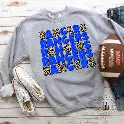 Hustle & Heart NC Repeating Mascot Designs Rangers Blue Repeating Graphic Tee