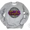Hustle & Heart NC Red Oak Eagles Purple And Yellow Gold Faux Glitter Leopard Circle Designs