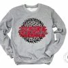 Hustle & Heart NC Red Raiders Red/Black With White Outline Faux Glitter Leopard Circle Designs