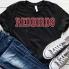 Hustle And Heart NC REDBIRDS Red/Silver Faux Chenille Letters Graphic Tee Faux Chenille And Glitter Letter Patch Tees