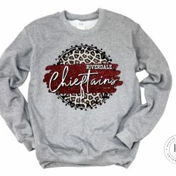 Hustle & Heart NC Faux Glitter Leopard Circle Designs Riverdale Chieftains Maroon And White