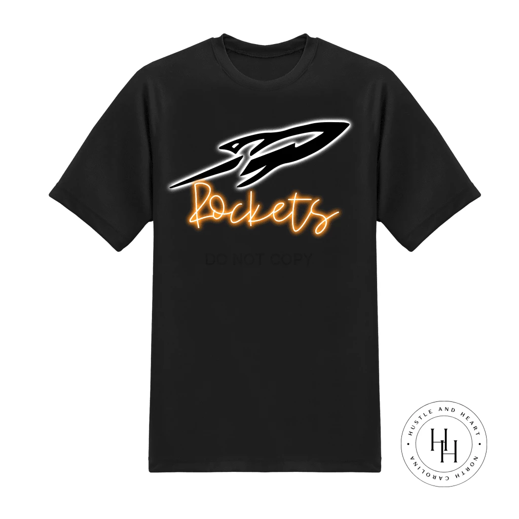 Hustle & Heart NC Rockets Orange Neon Mascot