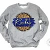 Hustle & Heart NC Faux Glitter Leopard Circle Designs Rockets Royal Blue And White Tan Leopard