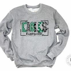 Hustle & Heart NC Ropesville Eagles Green/White/Black Doodle Graphic Tee School Doodle Designs