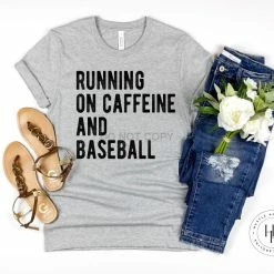 Hustle & Heart NC Running On Caffeine And Baseball Graphic Tee