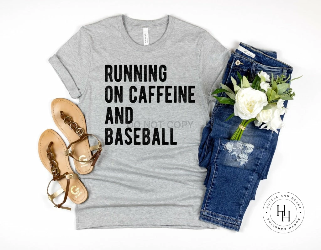 Hustle & Heart NC Running On Caffeine And Baseball Graphic Tee