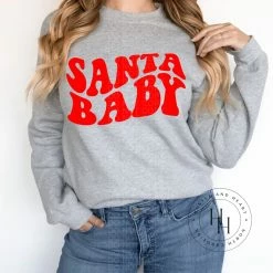 Hustle & Heart NC Santa Baby Red Screenprint Transfer Christmas Screenprint Transfers