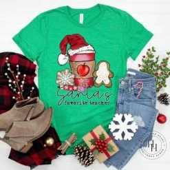 Hustle & Heart NC Christmas Santa’s Favorite Teacher Graphic Tee
