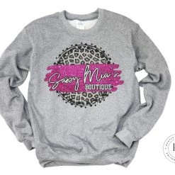 Hustle & Heart NC Sassy Mia's Boutique Pink/White With Black Outline Faux Glitter Leopard Circle Designs