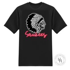 Hustle & Heart NC Saukees Red Neon Mascot Neon Mascots