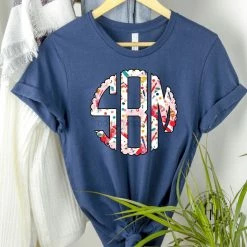 Hustle & Heart NC School Brushstrokes Monogram Graphic Tee Monogram Tees