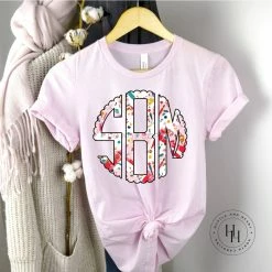 Hustle & Heart NC School Brushstrokes Monogram Graphic Tee Monogram Tees
