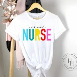 Hustle & Heart NC School Nurse Colorful Screenprint Transfer