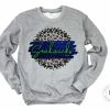 Hustle & Heart NC Seahawks Blue/Green Faux Glitter Leopard Circle Designs