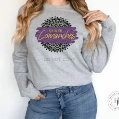 Hustle & Heart NC Shiner Comanches Leopard Circle Graphic Tee Faux Glitter Leopard Circle Designs