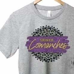 Hustle & Heart NC Shiner Comanches Leopard Circle Graphic Tee Faux Glitter Leopard Circle Designs