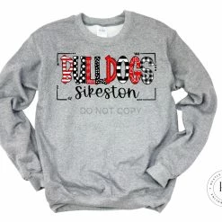 Hustle & Heart NC Sikeston Bulldogs Red/Black/White Doodle Graphic Tee School Doodle Designs