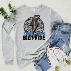 Hustle & Heart NC Small Town Big Pride Caronlia Blue Graphic Tee Mascot Pride