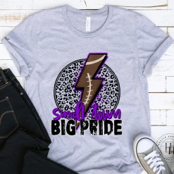 Hustle & Heart NC Small Town Pride Football Lightning Blot Graphic Tee Mascot Pride