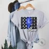 Hustle And Heart NC Soccer Mama Blue Neon Lightning Bolt Graphic Tee Lightning Bolt Designs