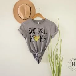 Hustle & Heart NC Mascot Pride Softball Mama Cute Softball Heart Graphic Tee