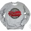 Hustle & Heart NC Faux Glitter Leopard Circle Designs Sonora Broncos Red/Black With White Outline