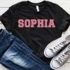Hustle And Heart NC Sophia Hot Pink/Gold Faux Chenille Letters Graphic Tee Faux Chenille And Glitter Letter Patch Tees