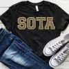Hustle And Heart NC Faux Chenille And Glitter Letter Patch Tees SOTA Black Faux Chenille Letters Graphic Tee